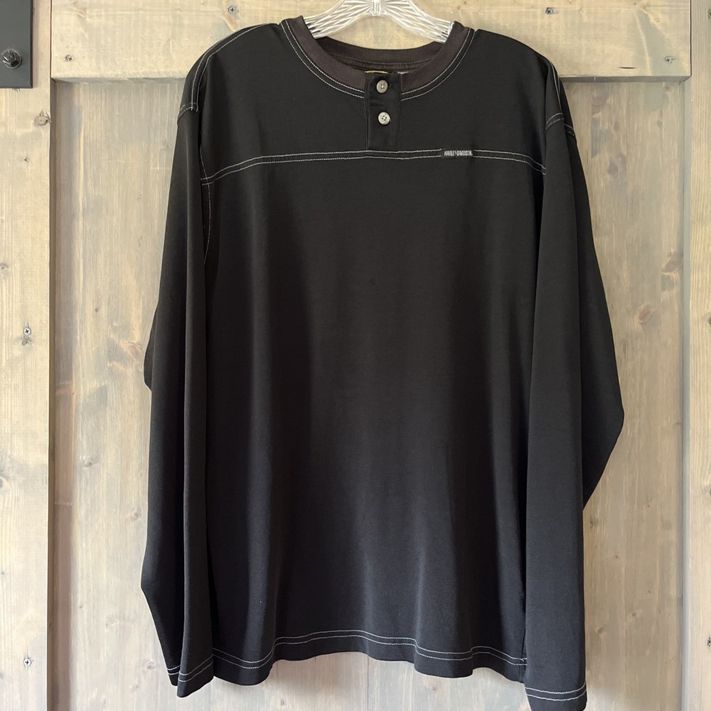Harley Davidson Performance Henley Men's Size Large Long Sleeve Eagle